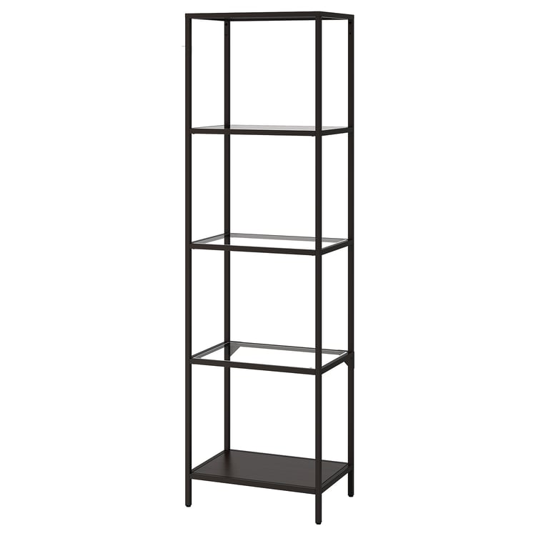 VITTSJÖ shelf unit, blackbrown/glass, 51x175 cm (201/8x687/8") IKEA CA