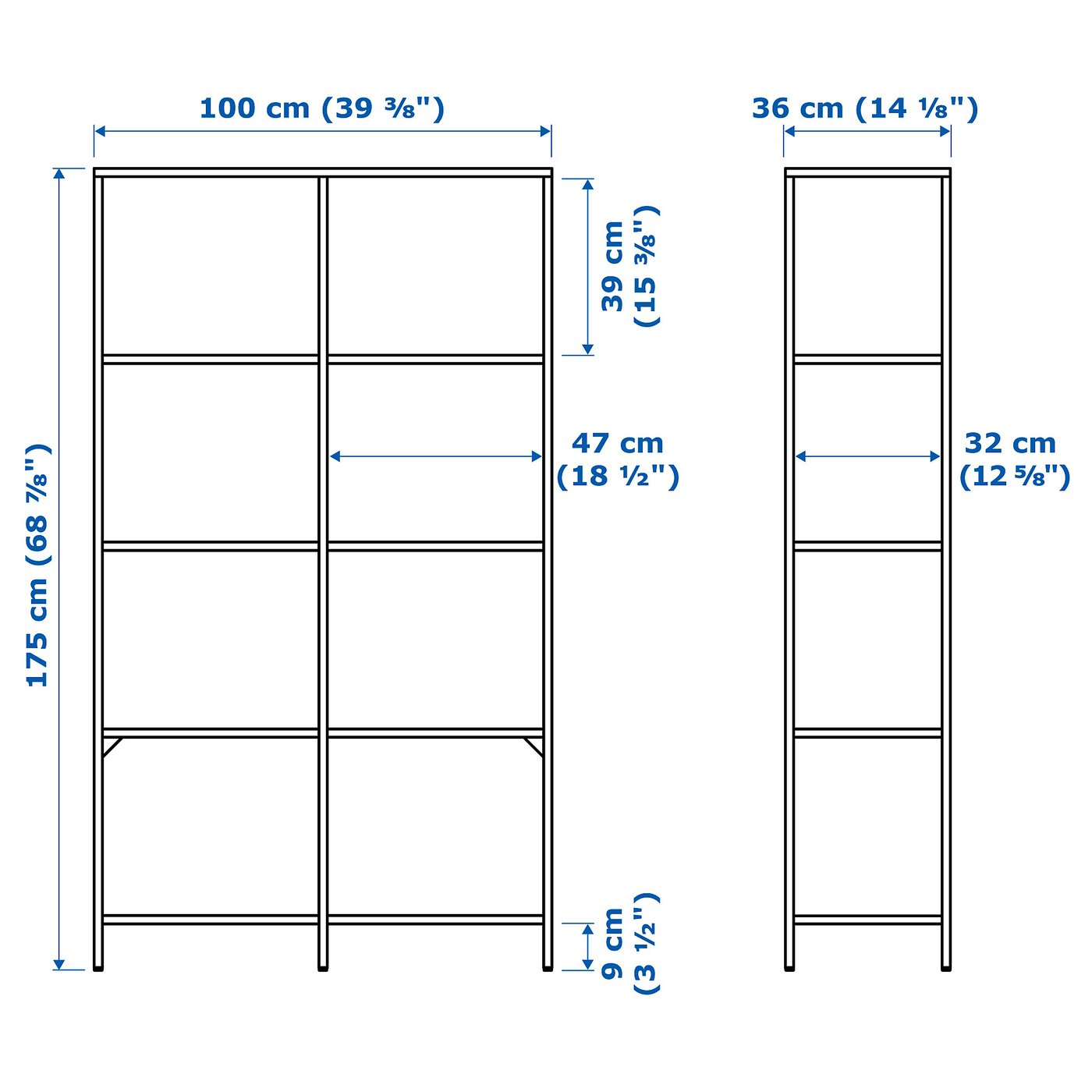 VITTSJÖ shelf unit, black-brown/glass, 100x175 cm (393/8x687/8