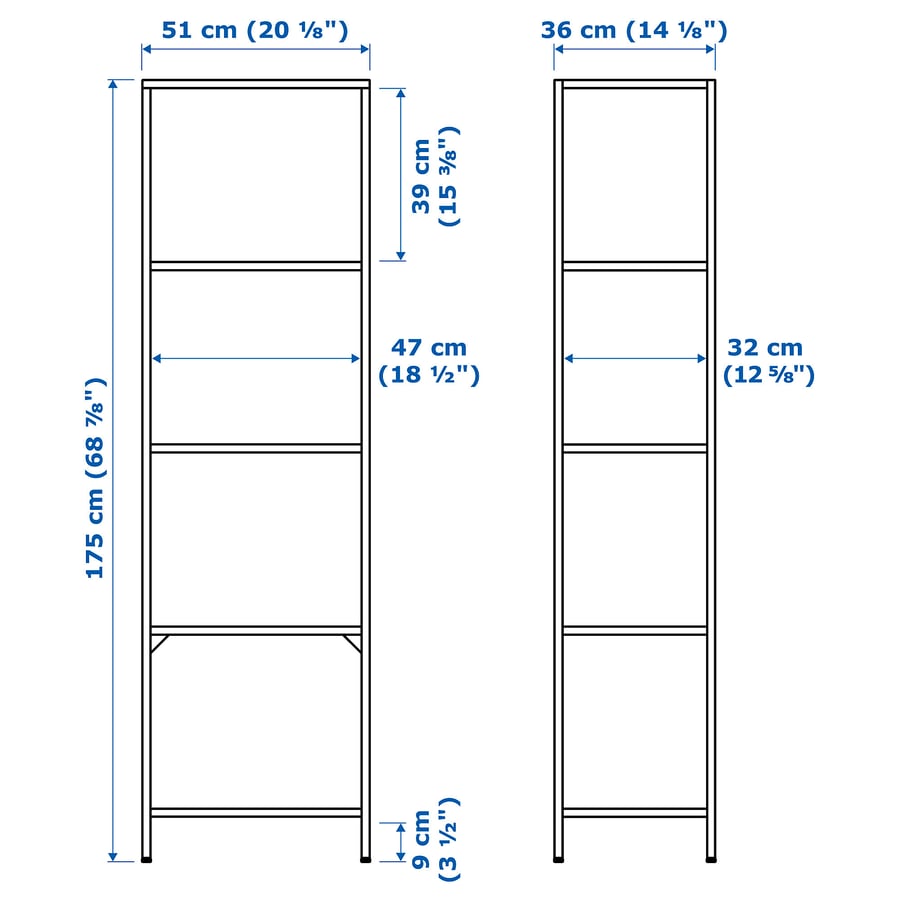 VITTSJÖ shelf unit, blackbrown/glass, 51x175 cm (201/8x687/8") IKEA CA