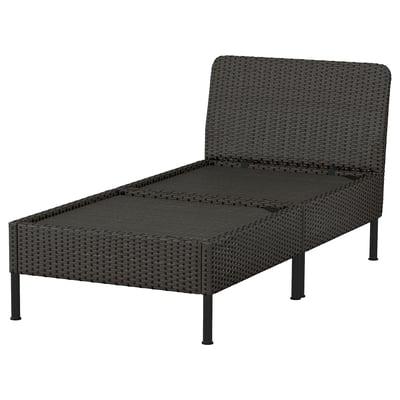 VITTSKÄR Modular chaise lounge, outdoor/plastic rattan dark gray