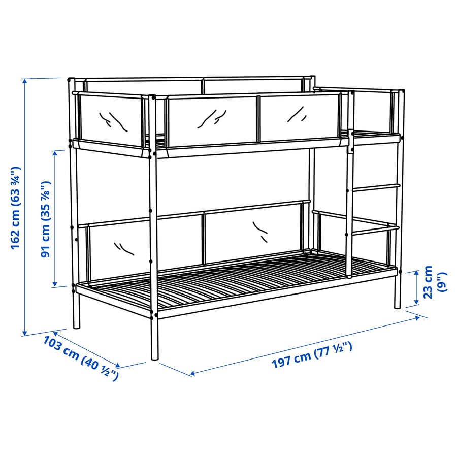 VITVAL bunk bed frame, white/light gray, Twin IKEA CA