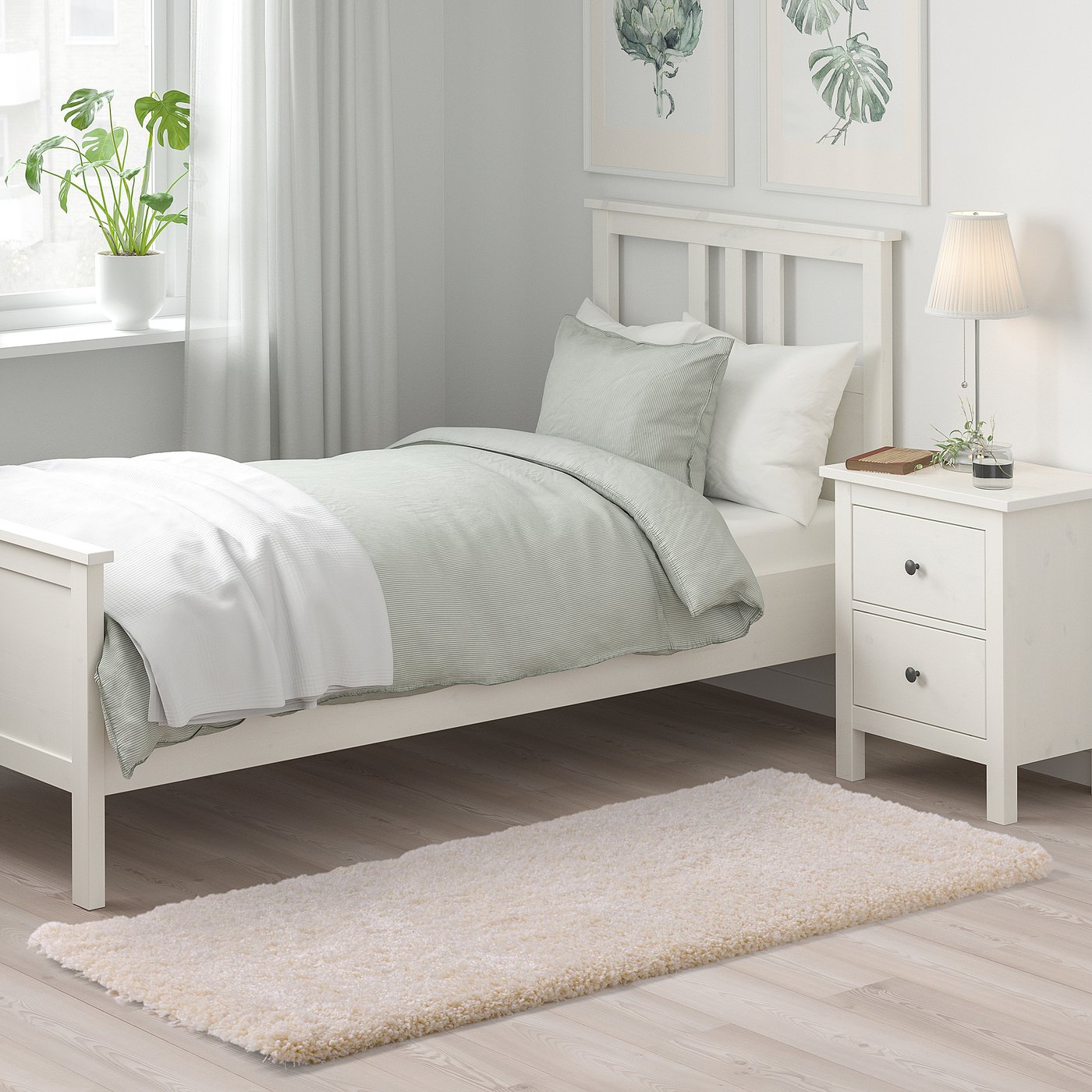 VOLLERSLEV rug, high pile, white, 80x150 cm (2'7