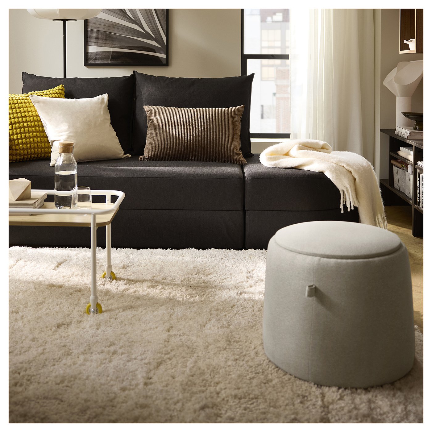VOLLERSLEV rug, high pile, white, 200x300 cm (6'7