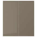 VOXTORP 2-p door/corner base cabinet set, left-handed/high gloss dark gray-brown, 13x30 "