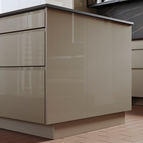 VOXTORP Cover panel, high gloss dark gray-brown, 25x80 "
