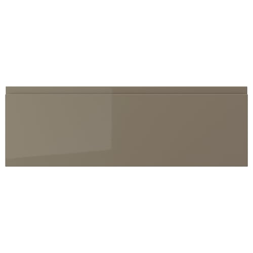 VOXTORP drawer in dark grey-brown, sleek, glossy finish with integrated handle.