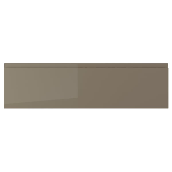 VOXTORP Drawer front, high gloss dark gray-brown, 36x10 "