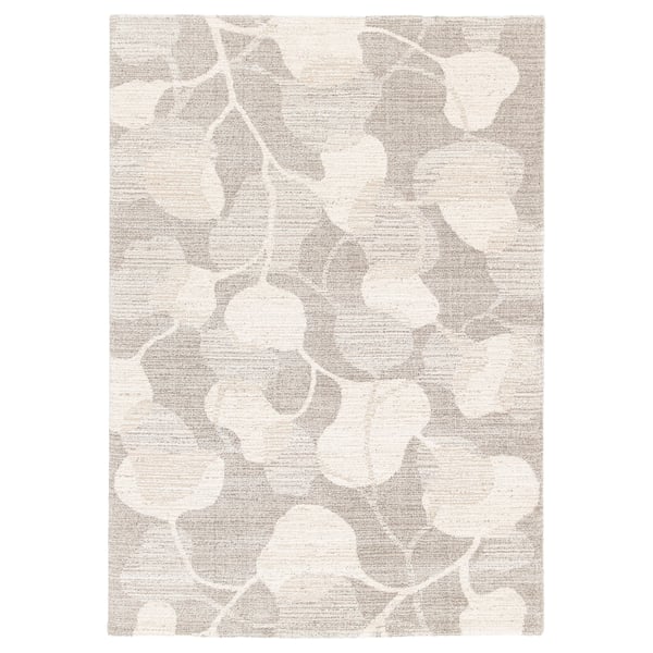 ÄLSKEGRAS Tapis à poils ras, gris beige/motif feuille, 5 ' 3 "x7 ' 7 "
