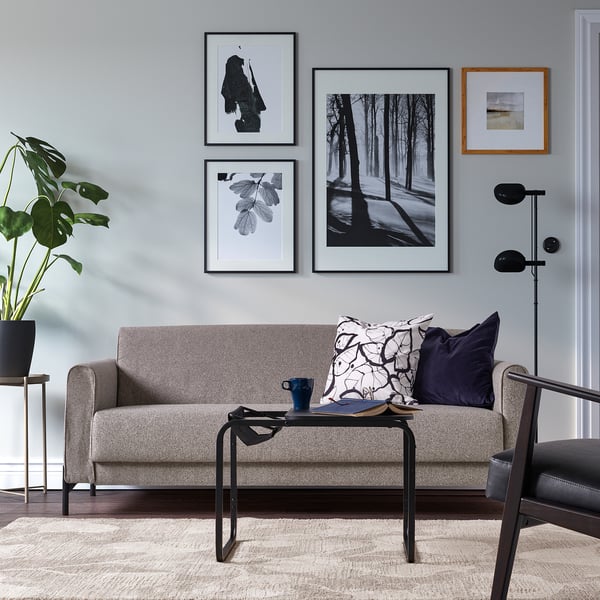 ÄLSKEGRAS Tapis à poils ras, gris beige/motif feuille, 5 ' 3 "x7 ' 7 "