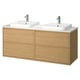 Option : ÄNGSJÖN / BACKSJÖN Mbles-lavabo/lav semi-enc/mitigeurs, eff chêne/blanc marbré, 61x21 1/2x28 1/4 "