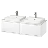 ÄNGSJÖN / BACKSJÖN Mbles-lavabo/lav semi-enc/mitigeurs, ultrabrillant blanc/blanc marbré, 49x21 1/2x16 1/4 "