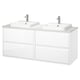 Option : ÄNGSJÖN / BACKSJÖN Mbles-lavabo/lav semi-enc/mitigeurs, ultrabrillant blanc/blanc marbré, 61x21 1/2x28 1/4 "