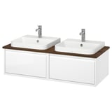 ÄNGSJÖN / BACKSJÖN Mbles-lavabo/lav semi-enc/mitigeurs, ultrabrillant blanc/brun effet noyer, 49x21 1/2x16 1/4 "
