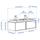 ÄNGSJÖN / BACKSJÖN Mbles-lavabo/lav semi-enc/mitigeurs, ultrabrillant blanc/brun effet noyer, 49x21 1/2x16 1/4 "