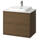 ÄNGSJÖN / BACKSJÖN Meuble à tiroirs/lavabo/mitigeur, brun eff chêne/blanc marbré, 31x21 1/2x28 1/4 "