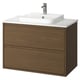 ÄNGSJÖN / BACKSJÖN Meuble à tiroirs/lavabo/mitigeur, brun eff chêne/blanc marbré, 37x21 1/2x28 1/4 "