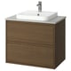 ÄNGSJÖN / BACKSJÖN Meuble à tiroirs/lavabo/mitigeur, brun eff chêne/gris eff pierre, 31x21 1/2x28 1/4 "