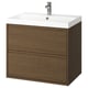 ÄNGSJÖN / BACKSJÖN Meuble à tiroirs/lavabo/mitigeur, brun eff chêne, 30 1/8x21x27 1/2 "