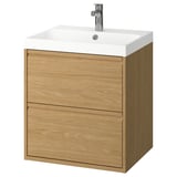 ÄNGSJÖN / BACKSJÖN Meuble à tiroirs/lavabo/mitigeur, eff chêne, 24 1/8x21x27 1/2 "