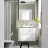 ÄNGSJÖN / BACKSJÖN Meuble à tiroirs/lavabo/mitigeur, ultrabrillant blanc/blanc marbré, 31x21 1/2x28 1/4 "
