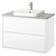 ÄNGSJÖN / BACKSJÖN Meuble à tiroirs/lavabo/mitigeur, ultrabrillant blanc/gris eff pierre, 37x21 1/2x28 1/4 "