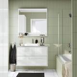 ÄNGSJÖN / BACKSJÖN Meuble à tiroirs/lavabo/mitigeur, ultrabrillant blanc/gris eff pierre, 37x21 1/2x28 1/4 "