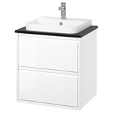 ÄNGSJÖN / BACKSJÖN Meuble à tiroirs/lavabo/mitigeur, ultrabrillant blanc/noir marbré, 25x21 1/2x28 1/4 "