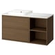 ÄNGSJÖN / BACKSJÖN Meuble de sdb avec lavabo, brun eff chêne/blanc marbré, 49x21 1/2x28 1/4 "