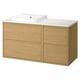 ÄNGSJÖN / BACKSJÖN Meuble de sdb avec lavabo, eff chêne/blanc marbré, 49x21 1/2x28 1/4 "