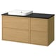 ÄNGSJÖN / BACKSJÖN Meuble de sdb avec lavabo, eff chêne/noir marbré, 49x21 1/2x28 1/4 "