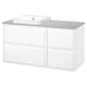 ÄNGSJÖN / BACKSJÖN Meuble de sdb avec lavabo, ultrabrillant blanc/gris eff pierre, 49x21 1/2x28 1/4 "