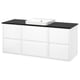 ÄNGSJÖN / BACKSJÖN Meuble de sdb avec lavabo, ultrabrillant blanc/noir marbré, 61x21 1/2x28 1/4 "