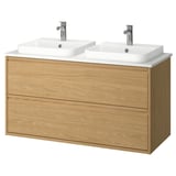ÄNGSJÖN / BACKSJÖN Meuble-lav à tiroirs/lav/mitigeurs, eff chêne/blanc marbré, 49x21 1/2x28 1/4 "