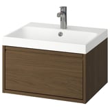 ÄNGSJÖN / BACKSJÖN Meuble-lavabo à tiroir/lav/mitigeur, brun eff chêne, 24 1/8x21x15 1/2 "