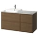 ÄNGSJÖN / BACKSJÖN Meuble lavabo/vasque/mitigeur, brun eff chêne/gris eff pierre, 49x21 1/2x28 1/4 "