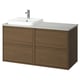 ÄNGSJÖN / BACKSJÖN Meuble lavabo/vasque/mitigeur, brun eff chêne/gris eff pierre, 49x21 1/2x28 1/4 "