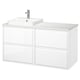 ÄNGSJÖN / BACKSJÖN Meuble lavabo/vasque/mitigeur, ultrabrillant blanc/blanc marbré, 49x21 1/2x28 1/4 "