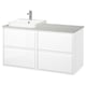 ÄNGSJÖN / BACKSJÖN Meuble lavabo/vasque/mitigeur, ultrabrillant blanc/gris eff pierre, 49x21 1/2x28 1/4 "