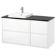 ÄNGSJÖN / BACKSJÖN Meuble lavabo/vasque/mitigeur, ultrabrillant blanc/noir marbré, 49x21 1/2x28 1/4 "
