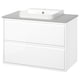 ÄNGSJÖN / BACKSJÖN Meuble sdb avec tiroirs/lavabo, ultrabrillant blanc/gris eff pierre, 37x21 1/2x28 1/4 "