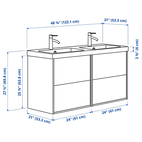 ÄNGSJÖN / BACKSJÖN Meubles-lavabo/lavabos/mitigeurs, brun eff chêne, 48 1/8x21x27 1/2 "