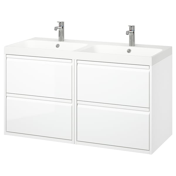 ÄNGSJÖN / BACKSJÖN Meubles-lavabo/lavabos/mitigeurs, ultrabrillant blanc, 48 1/8x21x27 1/2 "