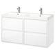 Option : ÄNGSJÖN / BACKSJÖN Meubles-lavabo/lavabos/mitigeurs, ultrabrillant blanc, 48 1/8x21x27 1/2 "