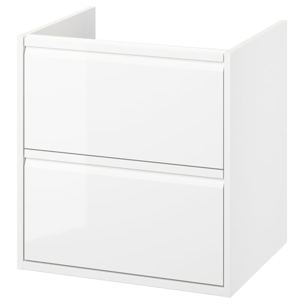 ÄNGSJÖN Meuble-lavabo à tiroirs, ultrabrillant blanc, 24x21x25 1/8 "