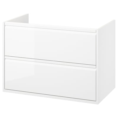 ÄNGSJÖN Meuble-lavabo à tiroirs, ultrabrillant blanc, 36x21x25 1/8 "