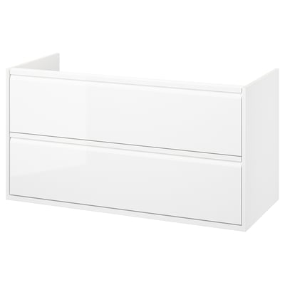 ÄNGSJÖN Meuble-lavabo à tiroirs, ultrabrillant blanc, 48x21x25 1/8 "