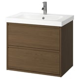ÄNGSJÖN / ORRSJÖN Meuble à tiroirs/lavabo/mitigeur, brun eff chêne, 31x21 3/4x27 5/8 "