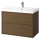 ÄNGSJÖN / ORRSJÖN Meuble à tiroirs/lavabo/mitigeur, brun eff chêne, 37x21 3/4x27 5/8 "