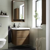 ÄNGSJÖN / ORRSJÖN Meuble à tiroirs/lavabo/mitigeur, brun eff chêne, 25x21 3/4x27 5/8 "