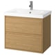Option : ÄNGSJÖN / ORRSJÖN Meuble à tiroirs/lavabo/mitigeur, eff chêne, 31x21 3/4x27 5/8 "